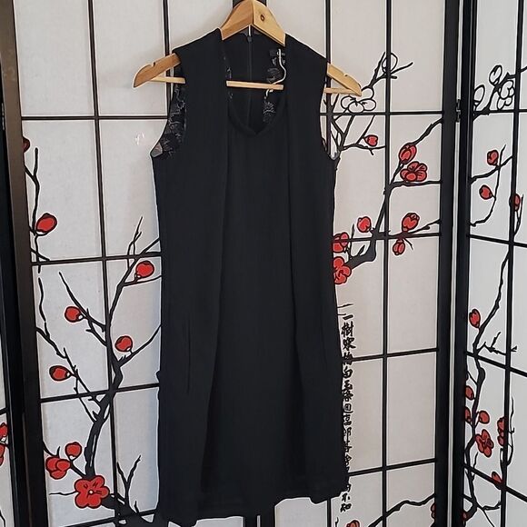 Cotelac Simple Black Double Pleated Dress - Picture 1 of 10